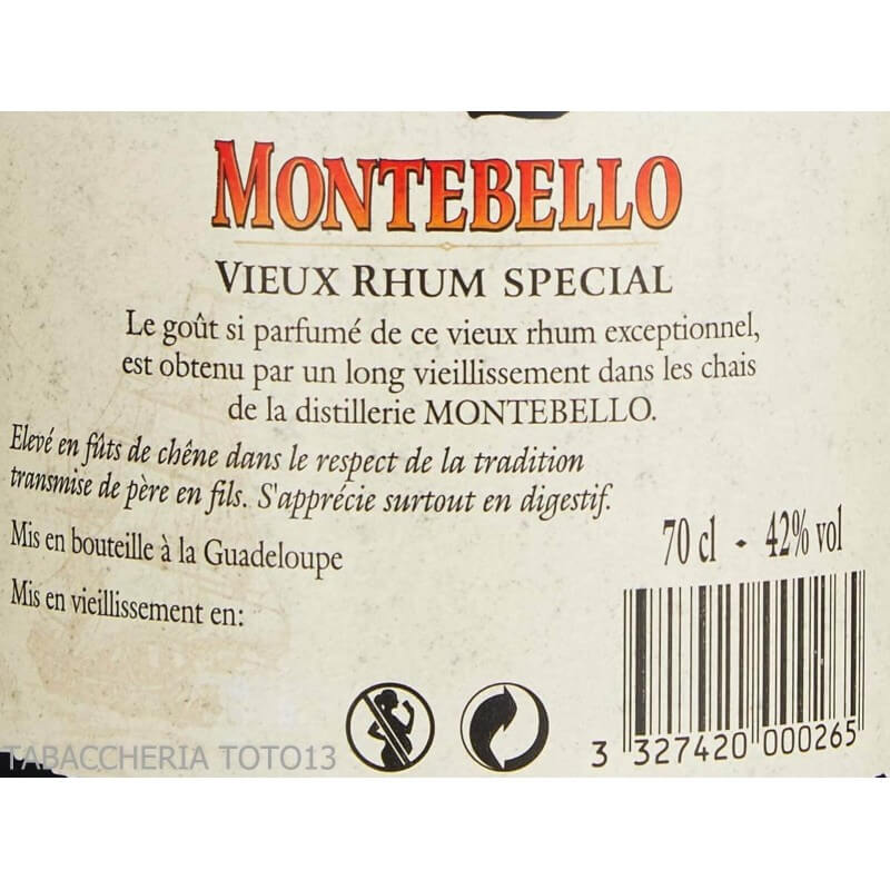 Montebello 6 ans Vieux Rhum Guadeloupe Vol.42% Cl.70 - Montebello Distillery