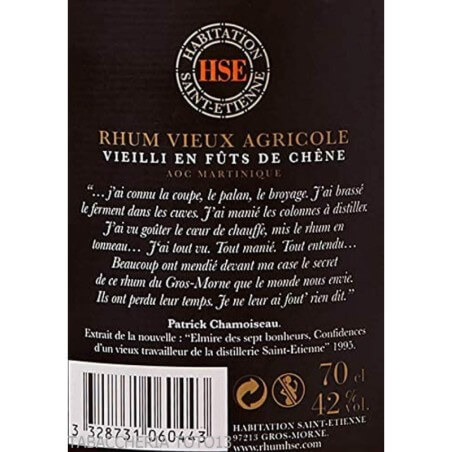Hse VO Rhum Vieilli Agricole Vol.42% Cl.70 HSE - Habitation Saint-Etienne distillerie Rhum
