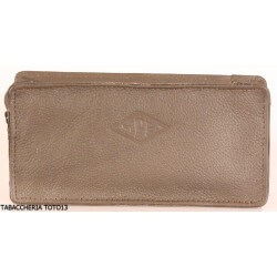 Bolso rectangular Brebbia de piel marrón con bolsita de tabaco y lugar para pipa