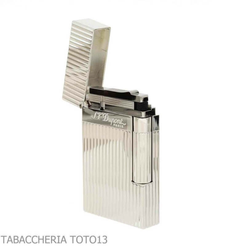 Briquet St Dupont ligne 2 lignes verticales argentées - S.t. Dupont