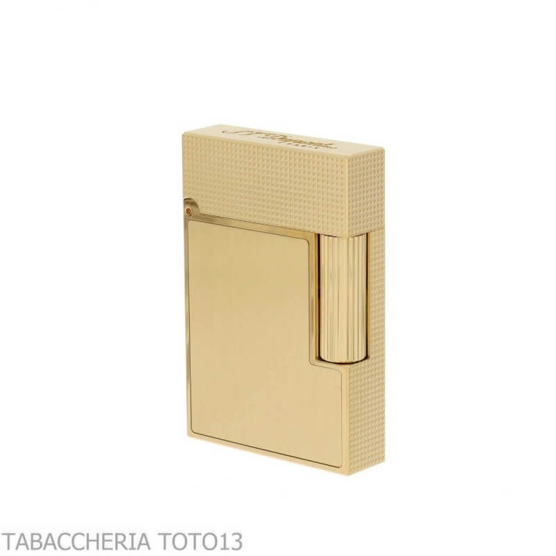 St. Dupont lighter line 2 small satin gold and micro diamond head