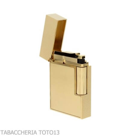 St Dupont lighter line 2 small satin gold and micro diamond headS.T. Dupont