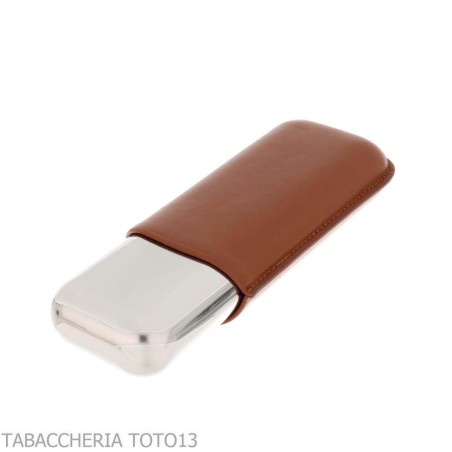 Etui à cigares St. Dupont en métal et cuir marron 2 cigares - étui à cigares - Métal