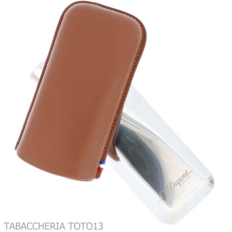 Etui à cigares St. Dupont en métal et cuir marron 2 cigares - étui à cigares - Métal