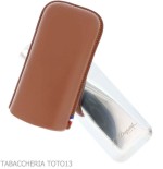 St. Dupont cigar case in metal and brown leather 2 cigars - Poket Case for Cigar - Metal