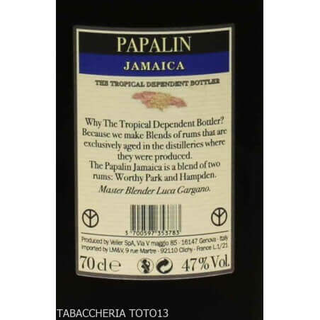Papalin 2021 - 7yo finest blend of old rums By Velier Vol.47% Cl.70Rhum