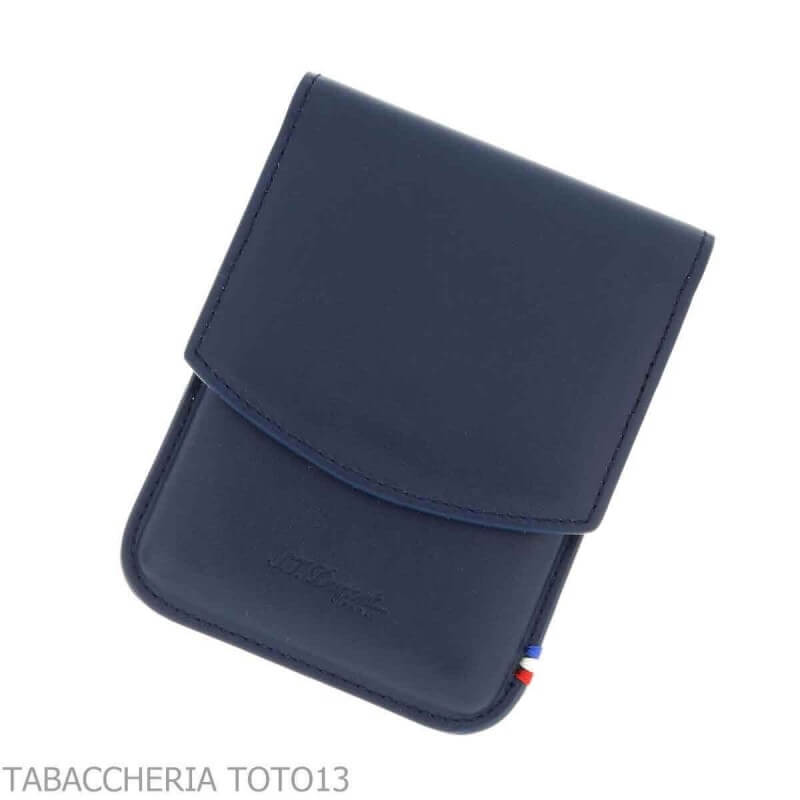 St. Dupont Atelier cigarillos case in blue leather 8 places - S.t. Dupont