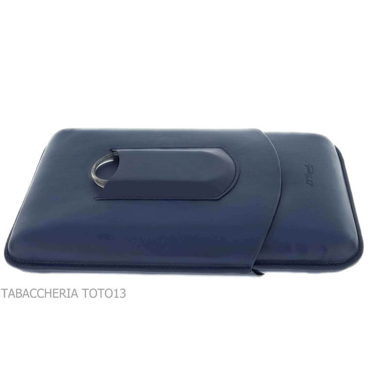 Estuche de cigarros St. Dupont Atelier en cuero azul 5 lugares - S.t. Dupont