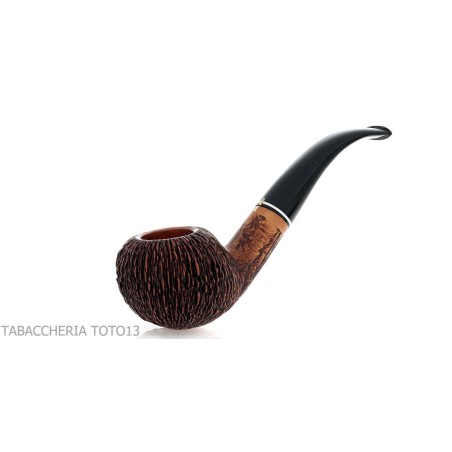 Pipa Amorelli con botella curva con grabados de pluma San Michele - Pipas de Tabaco