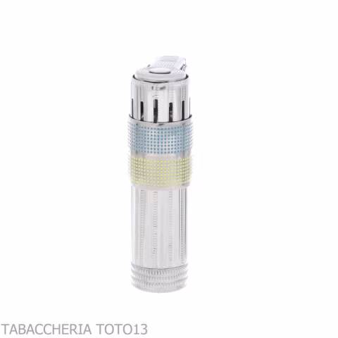 Imco Super Triplex two tone yellow and blue chromed petrol lighter-IMCO