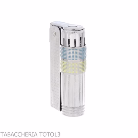 Imco Super Triplex two tone yellow and blue chromed petrol lighter-IMCO