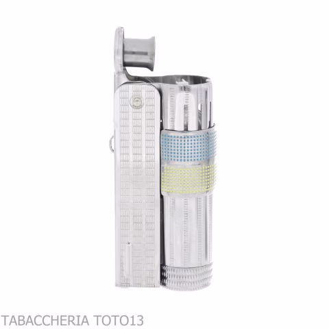 Imco Super Triplex two tone yellow and blue chromed petrol lighter-IMCO