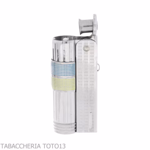 Imco Super Triplex two tone yellow and blue chromed petrol lighter-IMCO