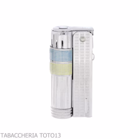 Imco Super Triplex two tone yellow and blue chromed petrol lighter-IMCO
