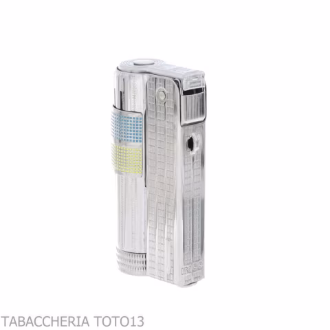 Imco Super Triplex two tone yellow and blue chromed petrol lighter-IMCO