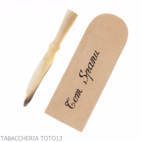 Tom Spanu large tamper for pipe and milling cutter in natural horn - Accessories for tobacco pipes