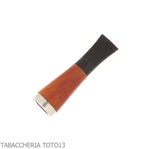 Embouchure en bruyère Fuma Toscani avec trou conique et pare-flammes argenté - Accessoires pour cigares toscans - Racine natu