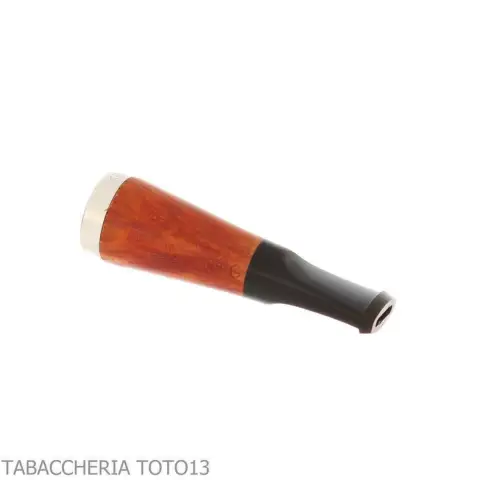 Embouchure en bruyère Fuma Toscani avec trou conique et pare-flammes argenté - Accessoires pour cigares toscans - Racine natu