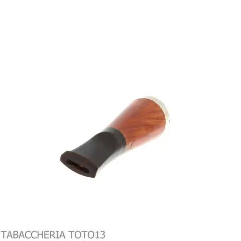 Embouchure en bruyère Fuma Toscani avec trou conique et pare-flammes argenté - Accessoires pour cigares toscans - Racine natu