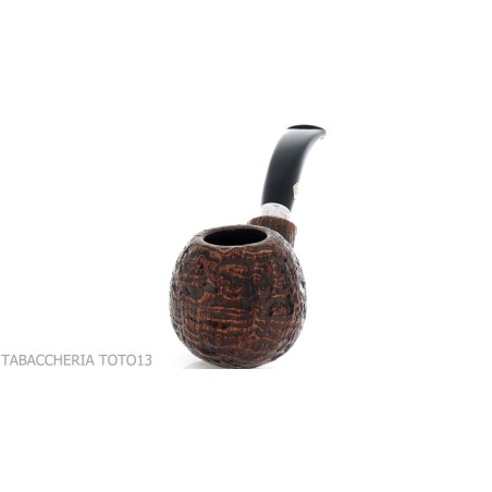 Brebbia 75 anniversary pipe Bent Apple shape sandblasted briar - Tobacco Pipes - Natural root