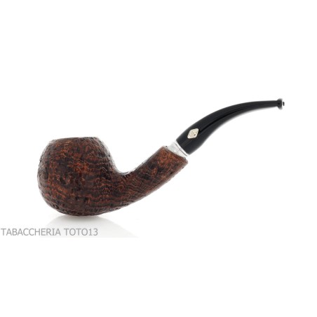 Brebbia 75 anniversary pipe Bent Apple shape sandblasted briar - Tobacco Pipes - Natural root