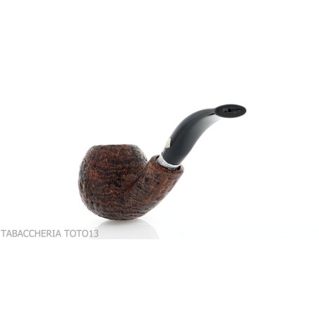 Brebbia 75 anniversary pipe Bent Apple shape sandblasted briar - Tobacco Pipes - Natural root