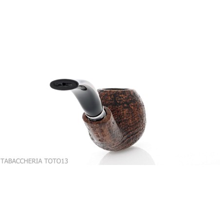 Brebbia 75 anniversary pipe Bent Apple shape sandblasted briar - Tobacco Pipes - Natural root