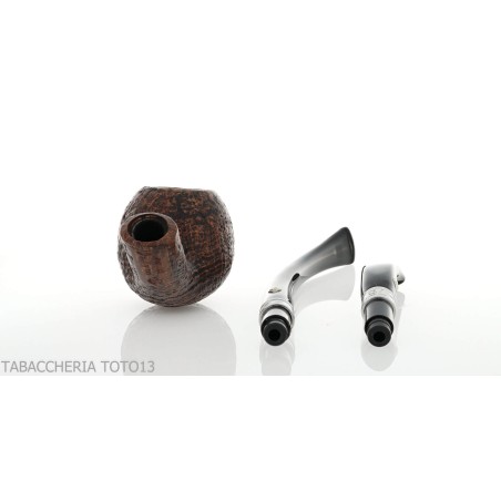 Brebbia 75 anniversary pipe Bent Apple shape sandblasted briar - Tobacco Pipes - Natural root
