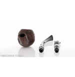 Brebbia 75 anniversary pipe Bent Apple shape sandblasted briar - Tobacco Pipes - Natural root