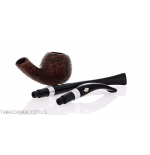 Brebbia 75 anniversary pipe Bent Apple shape sandblasted briar - Tobacco Pipes - Natural root