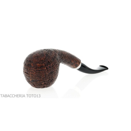 Brebbia 75 anniversary pipe Bent Apple shape sandblasted briar - Tobacco Pipes - Natural root