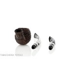 Brebbia 75 anniversary pipe Bent Apple shape rock briar - Tobacco Pipes - Natural root