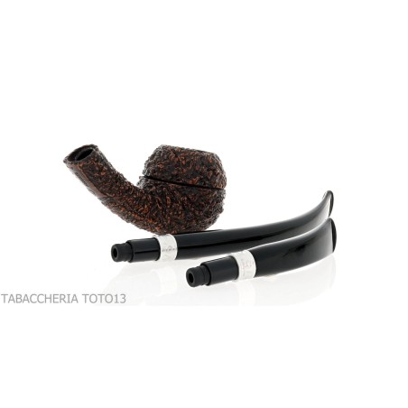 Brebbia 75 anniversary pipe Bent Apple shape rock briar - Tobacco Pipes - Natural root