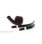 Brebbia 75 anniversary pipe Bent Apple shape rock briar - Tobacco Pipes - Natural root