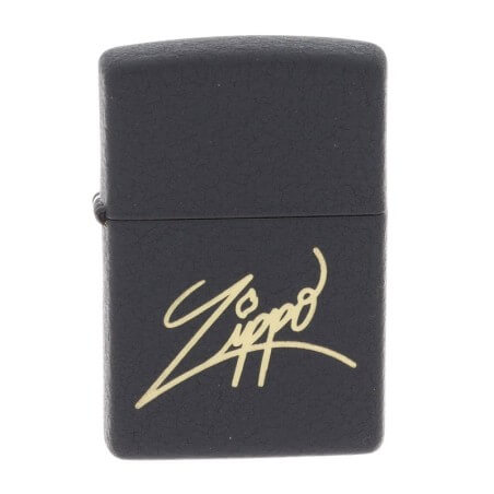Zippo craquelé noir avec logo doré gravé Zippo Briquets Zippo