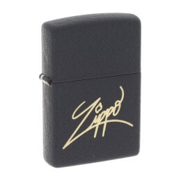 Zippo schwarzes Knistern mit eingraviertem goldenem Logo Zippo Zippo Feuerzeuge