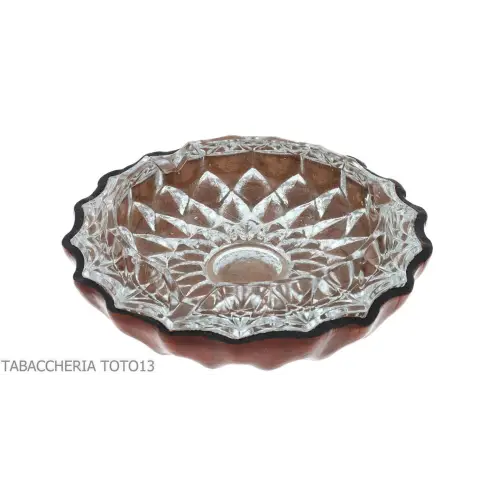 Cendrier rond en cristal taillé avec revêtement en cuir florentin - Accessoires Cigare - Cuir florentin