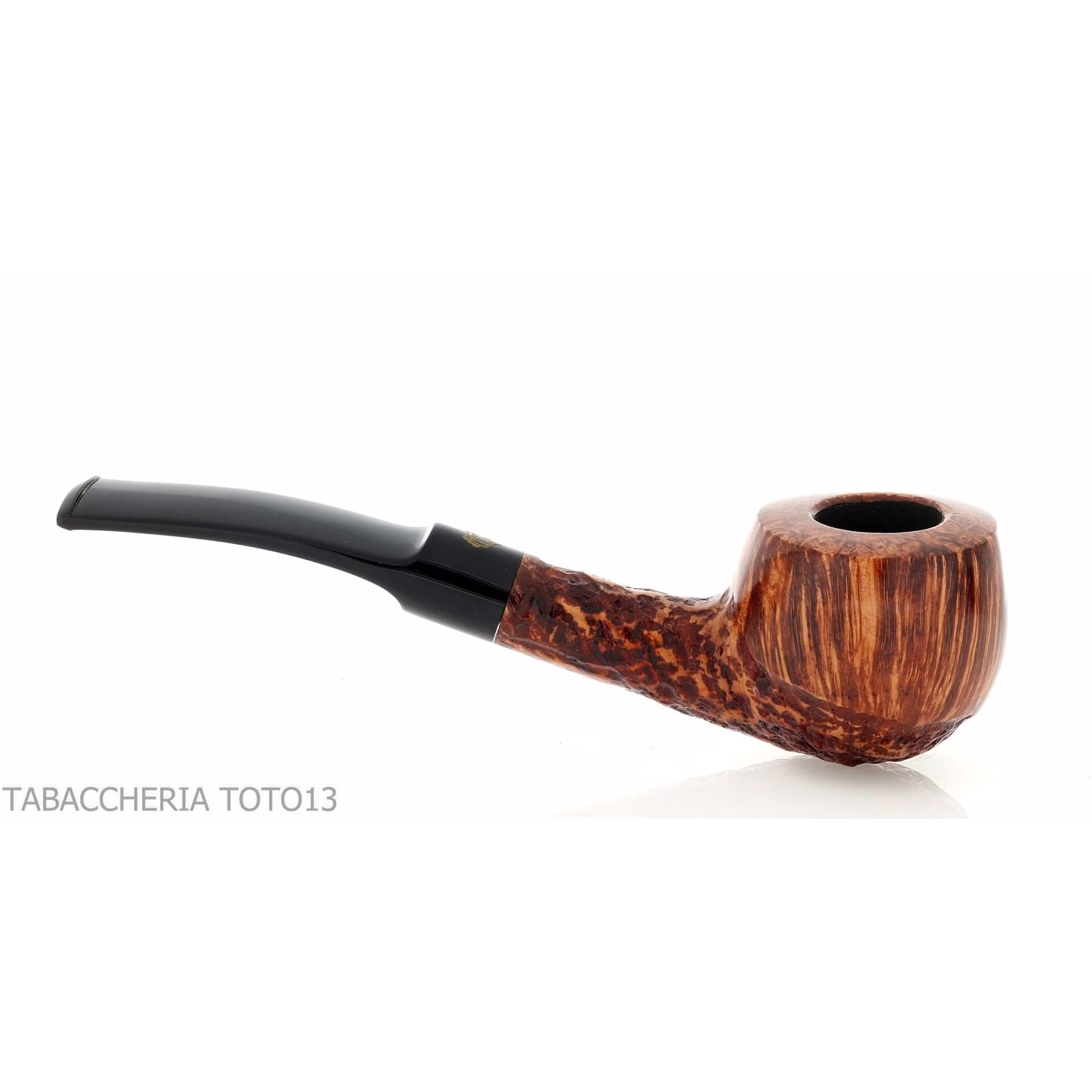 Pipa Crown Viking billiard semicurva finitura parzialmente sabbiata - Pipe