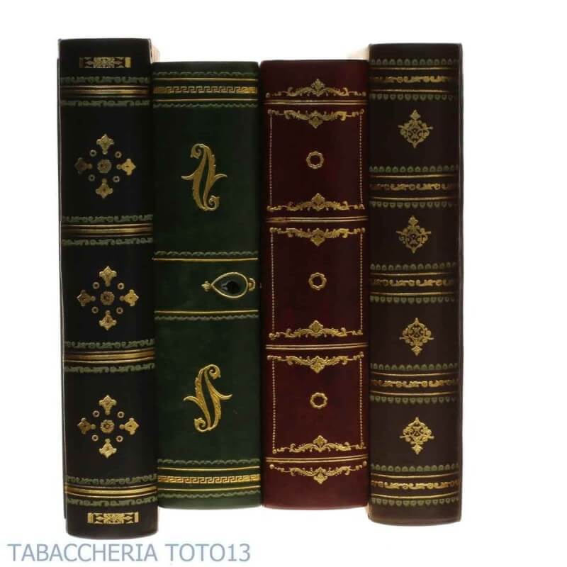 Libro bar en cuero florentino decorado con oro puro - Peroni Firenze