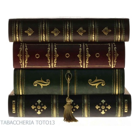Libro bar in cuoio fiorentino decorato con oro zecchino - Accessori Per Vino & Liquori e Bicchieri