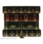 Libro bar in cuoio fiorentino decorato con oro zecchino - Accessori Per Vino & Liquori e Bicchieri