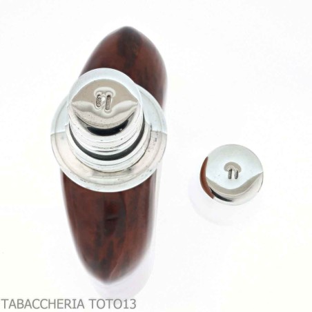 Petaca forrada en cuero florentino con cristal plateado - Accesorios Para Vinos Y Licores Y Vidrios