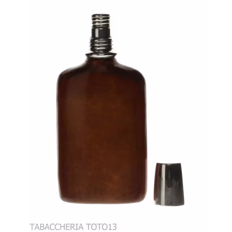 Flask covered in Florentine leather with silver glass - Accessories For Wine & Spirits And Glasses - Metal, Florentine leathe