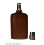 Flask covered in Florentine leather with silver glass - Accessories For Wine & Spirits And Glasses - Metal, Florentine leathe