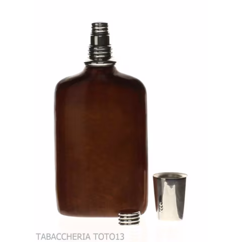 Flask covered in Florentine leather with silver glass - Accessories For Wine & Spirits And Glasses - Metal, Florentine leathe
