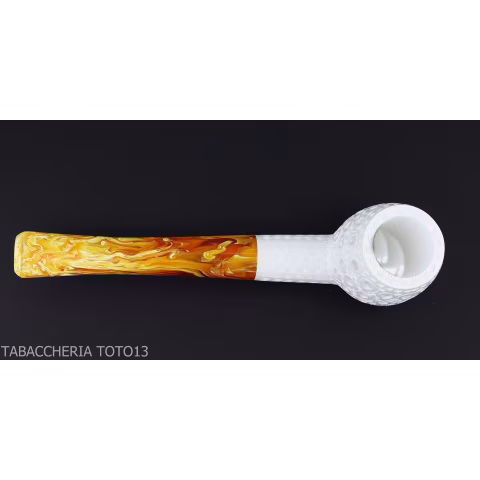 Classic Billiard pipe in sculpted sea foam with air grade 6 decorations-Sea Foam Pipes