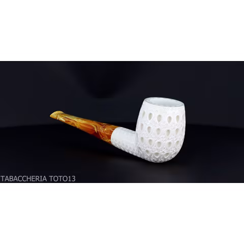 Classic Billiard pipe in sculpted sea foam with air grade 6 decorations-Sea Foam Pipes