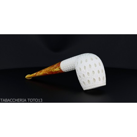 Klassische Billardpfeife aus gemeißeltem Seeschaum mit Air Grade 6 Dekorationen-Meerschaumpfeifen