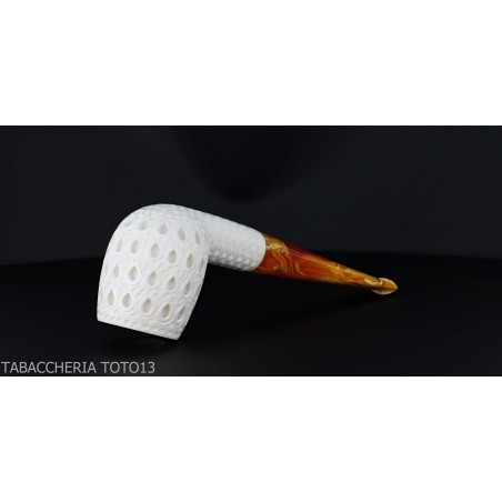 Klassische Billardpfeife aus gemeißeltem Seeschaum mit Air Grade 6 Dekorationen-Meerschaumpfeifen