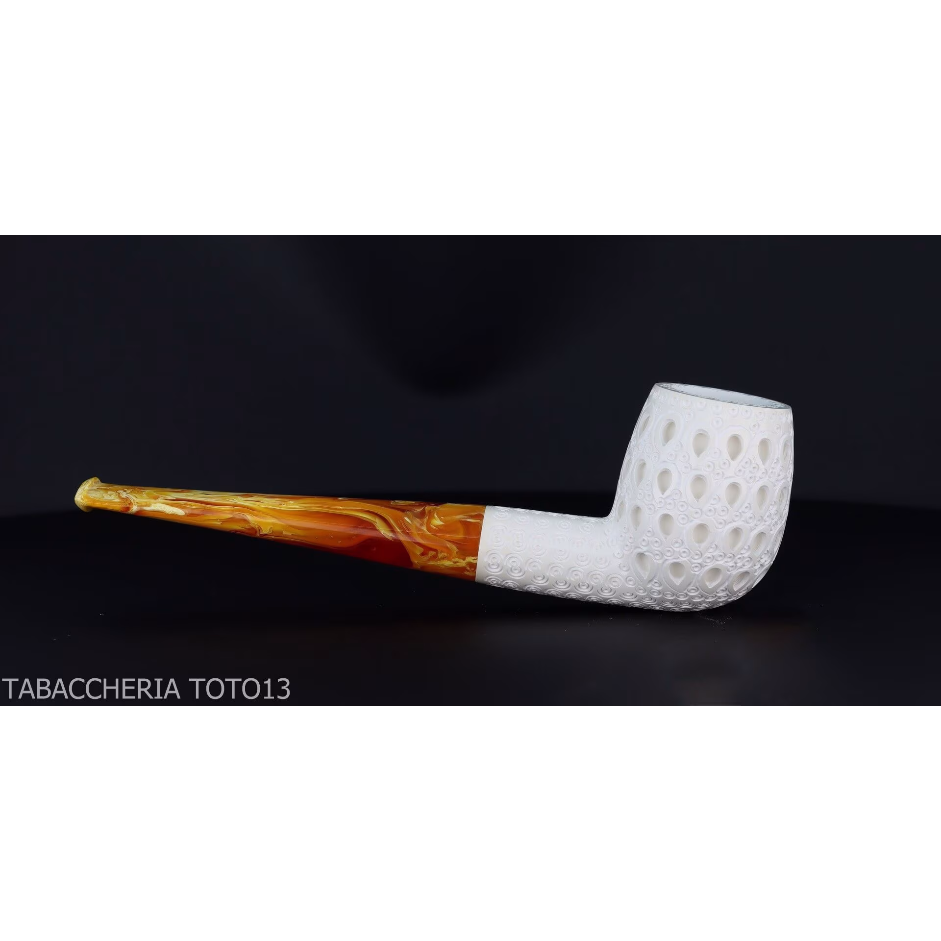 Classic Billiard pipe in sculpted sea foam with air grade 6 decorations-Sea Foam Pipes